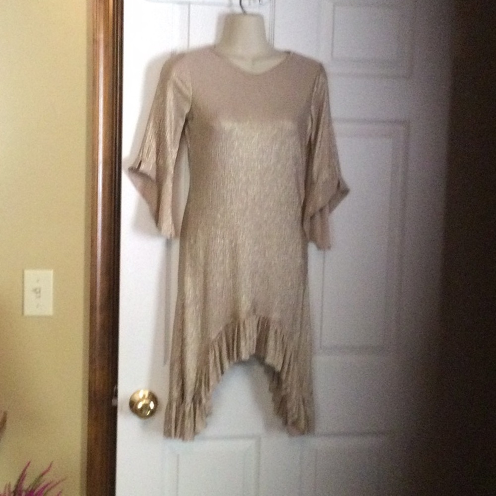 Mia Joy Dress with Bell Sleeves and Ruffled Hem